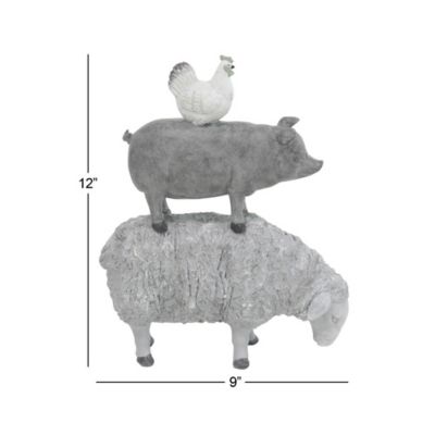 Image showing  Polystone Stacking Animals Sculpture, 12 in. x 9 in. x 4 in., Gray