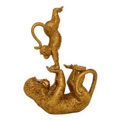 Image showing  Resin Eclectic Monkey Sculpture, 11 in. x 8 in. x 3 in., Gold