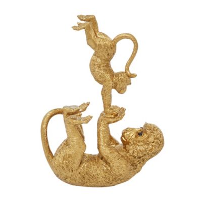 Image showing  Resin Eclectic Monkey Sculpture, 11 in. x 8 in. x 3 in., Gold