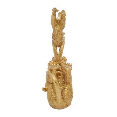 Image showing  Resin Eclectic Monkey Sculpture, 11 in. x 8 in. x 3 in., Gold
