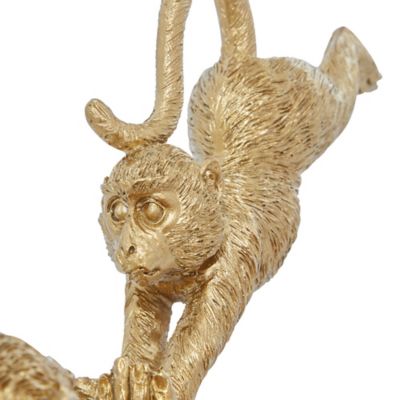 Image showing  Resin Eclectic Monkey Sculpture, 11 in. x 8 in. x 3 in., Gold