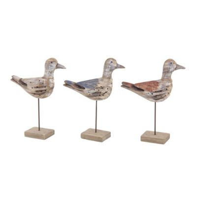Image showing  3 pc. Brown Wood Coastal Bird Sculptures, 11 in. x 14 in.