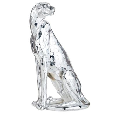 Image showing  Polystone Eclectic Leopard Sculpture, 23 in. x 13 in. x 10 in., Silver