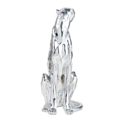 Image showing  Polystone Eclectic Leopard Sculpture, 23 in. x 13 in. x 10 in., Silver