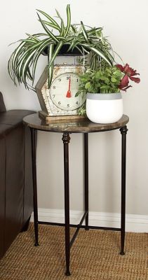 Harper & Willow Black Iron and Marble Traditional Accent Table, 26 in. x 18 in. x 18 in.