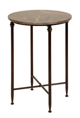 Image showing  Black Iron and Marble Traditional Accent Table, 26 in. x 18 in. x 18 in.