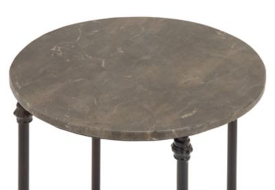 Image showing  Black Iron and Marble Traditional Accent Table, 26 in. x 18 in. x 18 in.