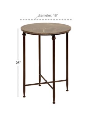 Image showing  Black Iron and Marble Traditional Accent Table, 26 in. x 18 in. x 18 in.