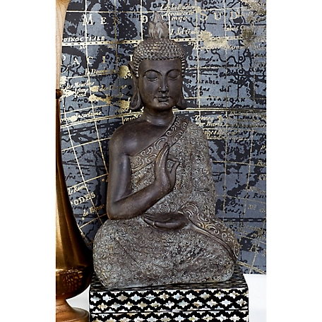 Harper & Willow Brown Polystone Sculpture, Buddha, 21 in. x 11 in. x 7 in.