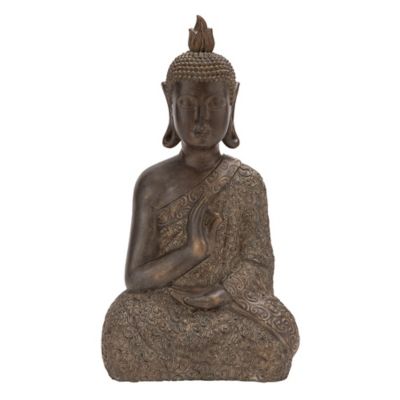 Image showing  Polystone Buddha Sculpture, 21 in. x 11 in. x 7 in., Brown