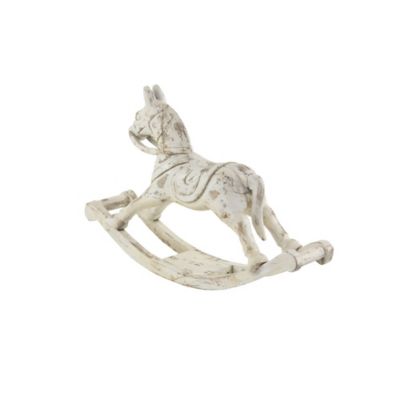 Image showing  Mango Wood Vintage Horse Sculpture, 17 in. x 27 in. x 7 in., White