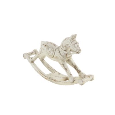 Image showing  Mango Wood Vintage Horse Sculpture, 17 in. x 27 in. x 7 in., White