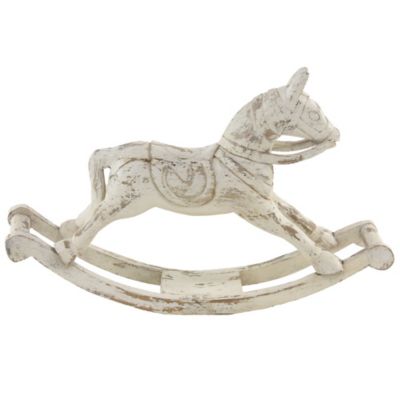 Image showing  Mango Wood Vintage Horse Sculpture, 17 in. x 27 in. x 7 in., White