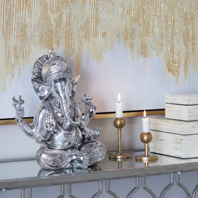 Harper & Willow Silver Polystone Sculpture, Buddha, 16 in. x 12 in. x 8 in.