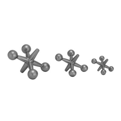 Image showing  Metal Jack Sculpture Set, 7 in., 9 in., 5 in., Gray, 3 pc.