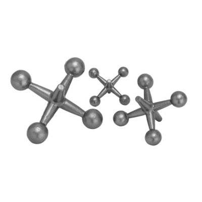 Image showing  Metal Jack Sculpture Set, 7 in., 9 in., 5 in., Gray, 3 pc.