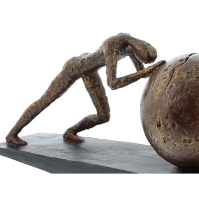 Image showing 5 th Harper & Willow Abstract Sisyphus Human Figurine Sculpture, 5 in. x 15 in. x 8 in., Brown