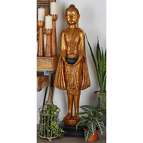 Harper & Willow Standing Buddha Statue, Floor Buddha Sculpture, Gold Buddha, 16 in. x 11 in. x 54 in.