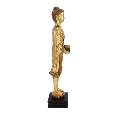 Image showing  Standing Buddha Statue, 16 in. x 11 in. x 54 in., Gold
