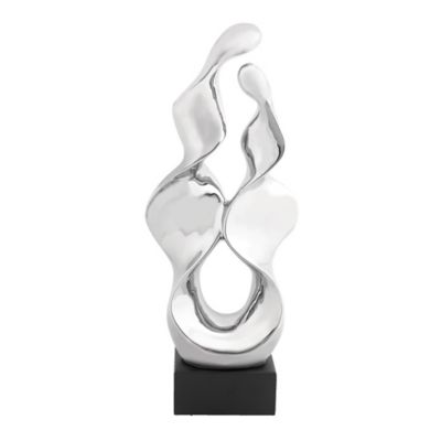 Image showing  Silver Ceramic Modern Sculpture, Abstract, 27 in. x 10 in. x 6 in.