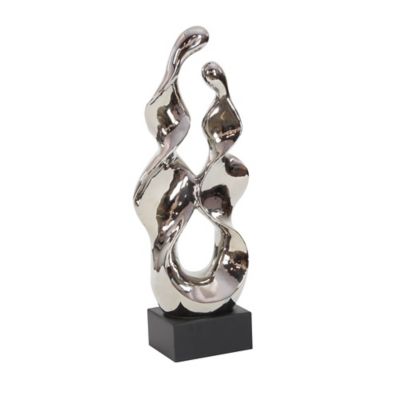 Image showing  Silver Ceramic Modern Sculpture, Abstract, 27 in. x 10 in. x 6 in.