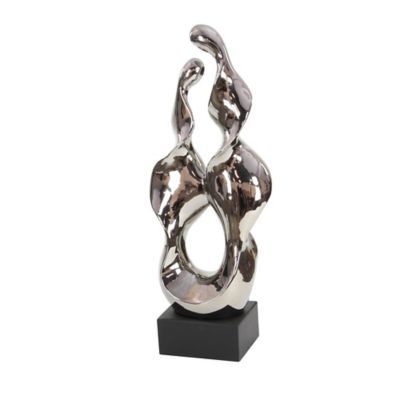 Image showing 5 th Harper & Willow Silver Ceramic Modern Sculpture, Abstract, 27 in. x 10 in. x 6 in.
