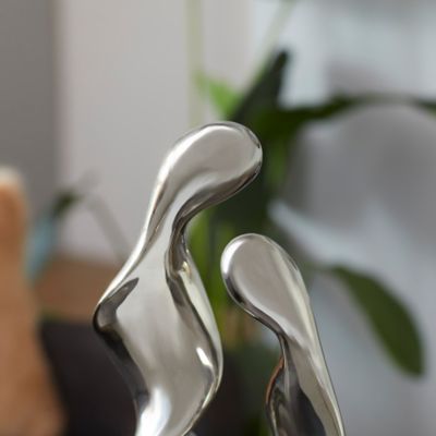 Image showing 6 th Harper & Willow Silver Ceramic Modern Sculpture, Abstract, 27 in. x 10 in. x 6 in.
