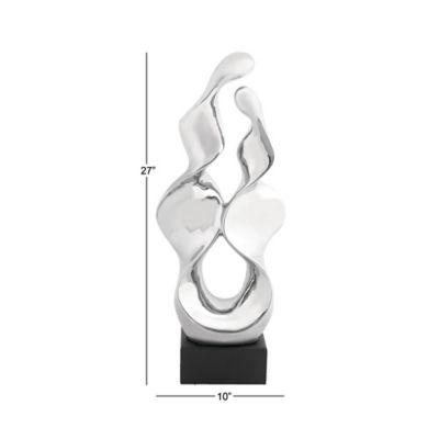 Image showing 8 th Harper & Willow Silver Ceramic Modern Sculpture, Abstract, 27 in. x 10 in. x 6 in.