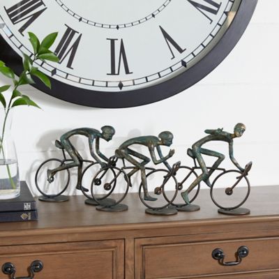 Harper & Willow Polystone Cyclists Sculpture, 8 in. x 20 in. x 5 in., Bronze