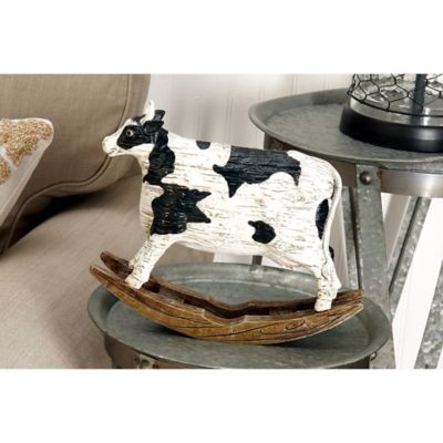 Harper & Willow Polystone Farmhouse Cow Sculpture, 11 in. x 12 in. x 3 in., White