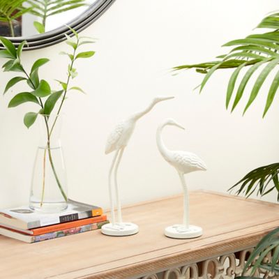 Harper & Willow White Metal Coastal Bird Sculpture Set, 10 in., 12 in., 2 pc.