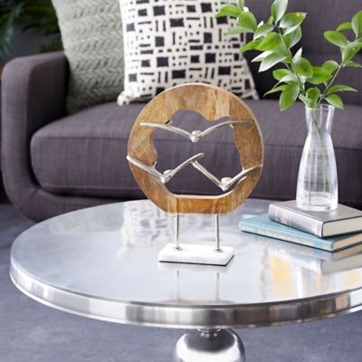 Harper & Willow Silver Aluminum Bird Sculpture, 10 in. x 3 in. x 13 in.