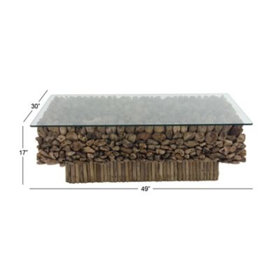 Image showing 4 th Harper & Willow Rectangular Driftwood Natural Coffee Table, 30 in. x 49 in. x 17 in., Brown