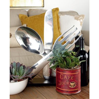 Harper & Willow Silver Aluminum Sculpture, Kitchen Utensil, 17 in. x 13 in. x 4 in.