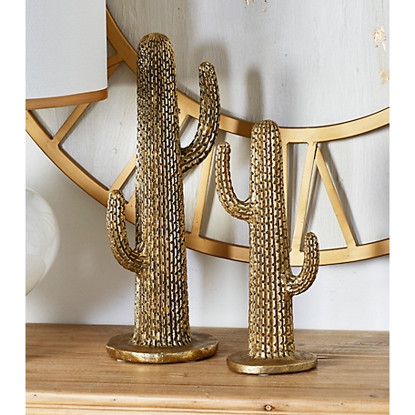 Harper & Willow Gold Polystone Eclectic Cactus Sculptures, 12 in., 17 in., 2 pc.