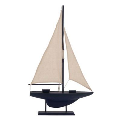 Image showing  Coastal Wooden Sailboat Sculpture, 28 in. x 17 in. x 3 in., Dark Blue