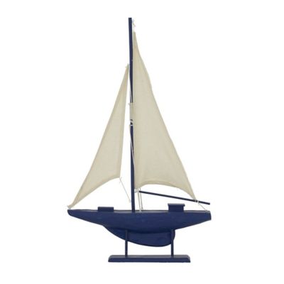 Image showing  Coastal Wooden Sailboat Sculpture, 28 in. x 17 in. x 3 in., Dark Blue