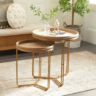 Harper & Willow Brown Wood Contemporary Accent Tables, 26 in., 22 in., 2 pc.