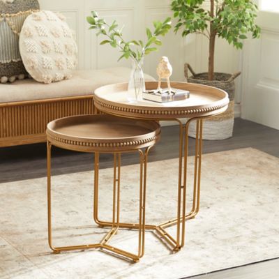 Harper & Willow Wood Contemporary Accent Tables, Brown, 2-Pack