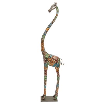 Image showing  Metal Giraffe Sculpture, 73 in. x 17 in. x 3 in., Multicolor