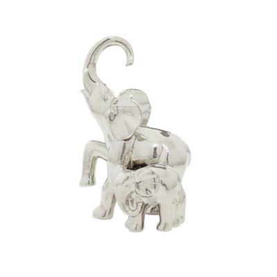 Image showing  Ceramic Elephant Sculpture, 11 in. x 7 in. x 6 in., Silver