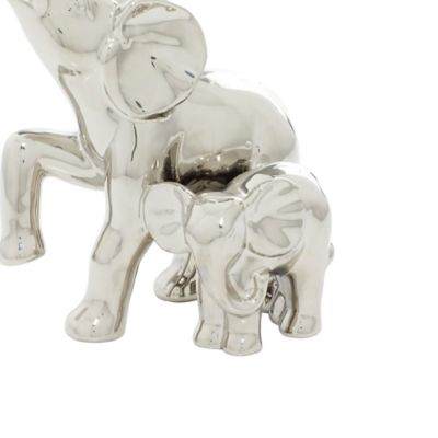 Image showing  Ceramic Elephant Sculpture, 11 in. x 7 in. x 6 in., Silver