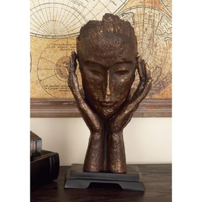 Harper & Willow Brown Polystone Traditional Sculpture, Mask, 16 in. x 5 in. x 8 in.