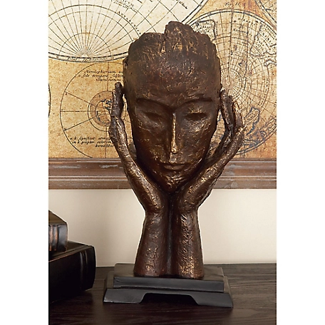 Harper & Willow Brown Polystone Traditional Sculpture, Mask, 16 in. x 5 in. x 8 in.