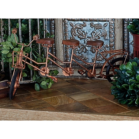 Harper & Willow Pink Mango Wood Vintage Bicycle Sculpture, 10 in. x 21 in. x 6 in.
