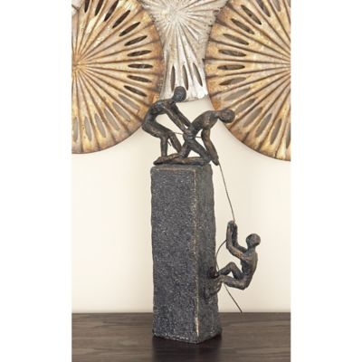 Harper & Willow Polystone Rock Climber Sculpture, 17 in. x 7 in. x 3 in., Gray