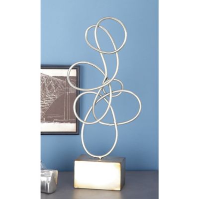 Harper & Willow Metal Contemporary Abstract Sculpture, 22 in. x 10 in. x 4 in., Silver