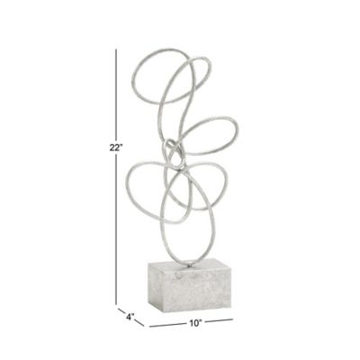 Image showing 7 th Harper & Willow Metal Contemporary Abstract Sculpture, 22 in. x 10 in. x 4 in., Silver
