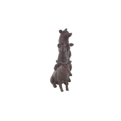 Image showing  Farmhouse Dark Brown Polystone Pig Sculpture, 7 in. x 13 in. x 4 in.