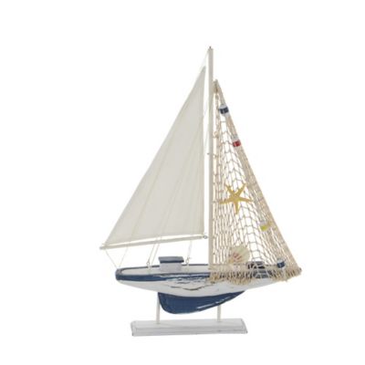 Image showing  Wood Sail Boat Sculptures, 13 in., 20 in., White, 2 pc.